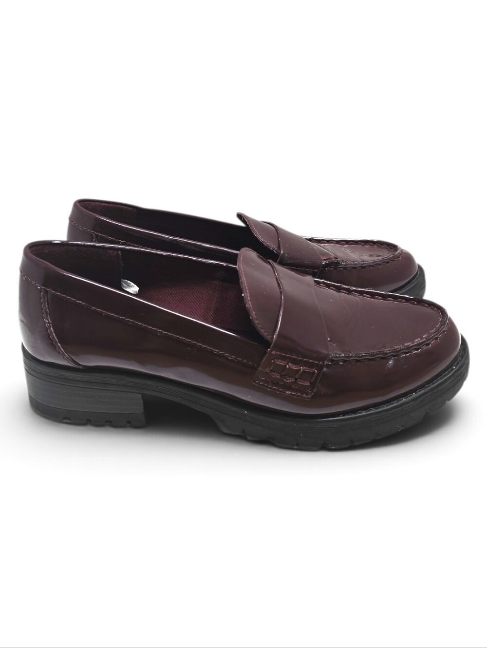 {Old Navy} Faux Patent Leather Chunky Loafers - In Burgundy - SIZE 9